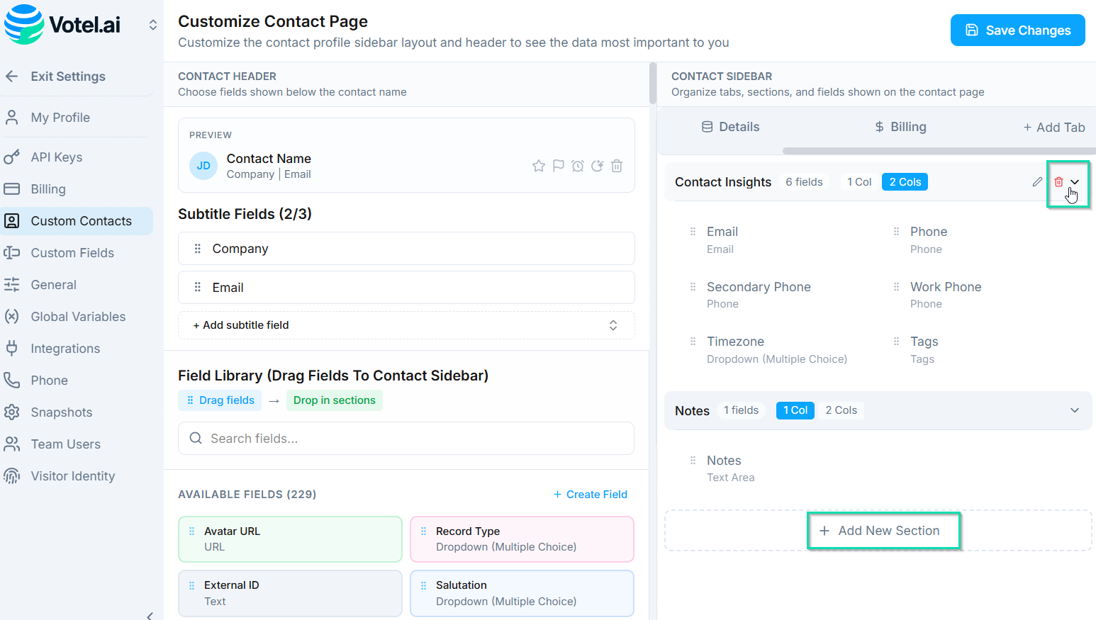 Add and remove section